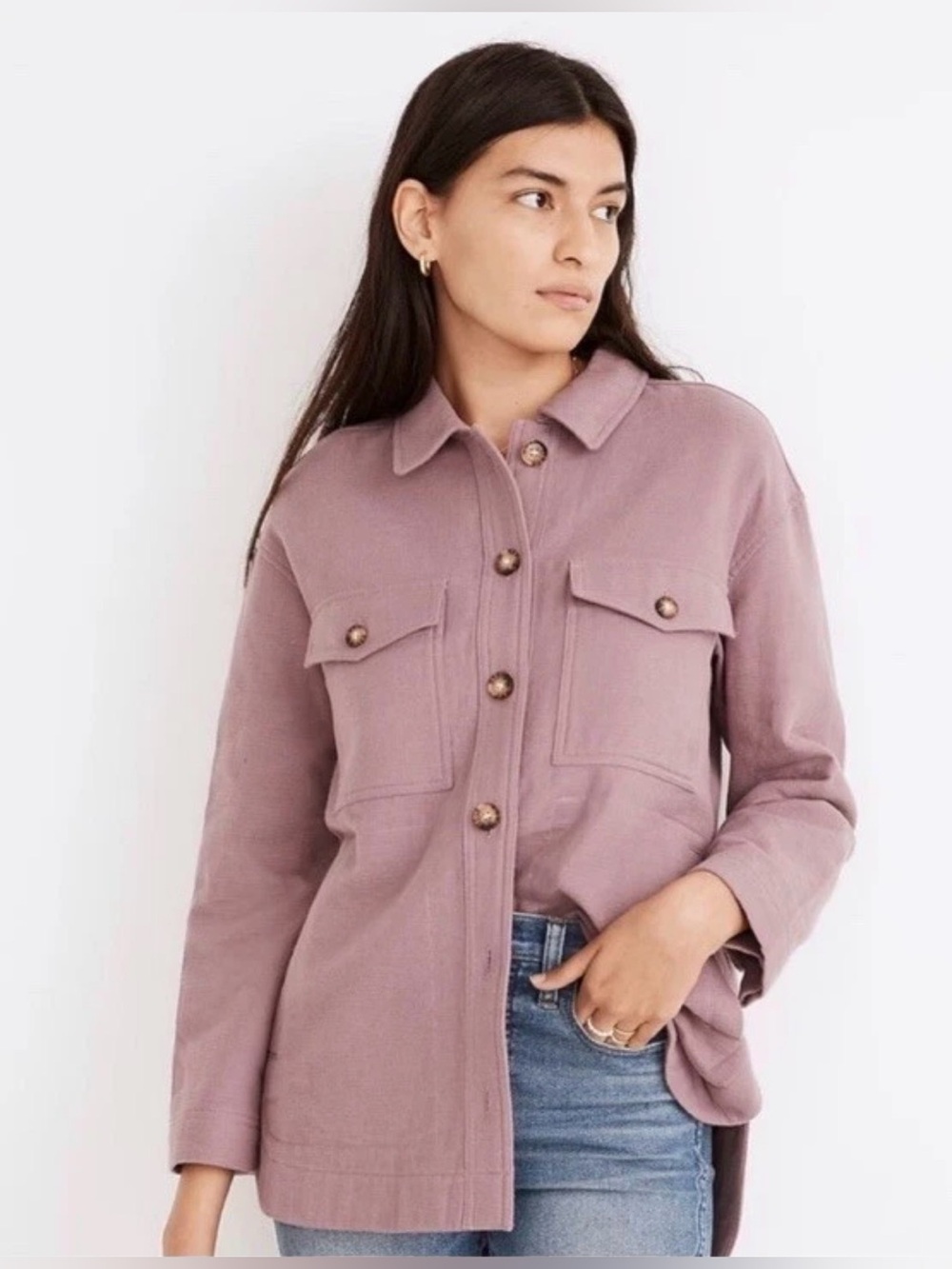 Madewell Waffleback Branner Shirt Jacket Purple Button Up Small